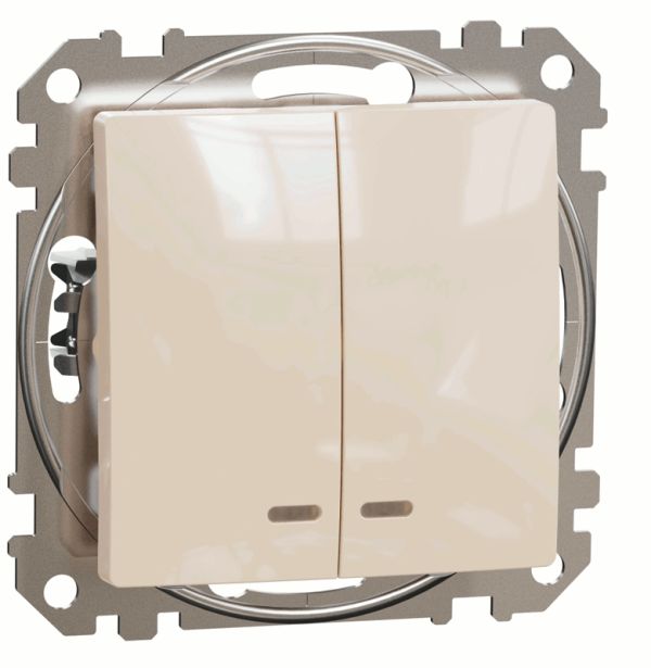 Вимикач з підсвіткою 2-кл Schneider Sedna Design SDD112105L Бєжевий