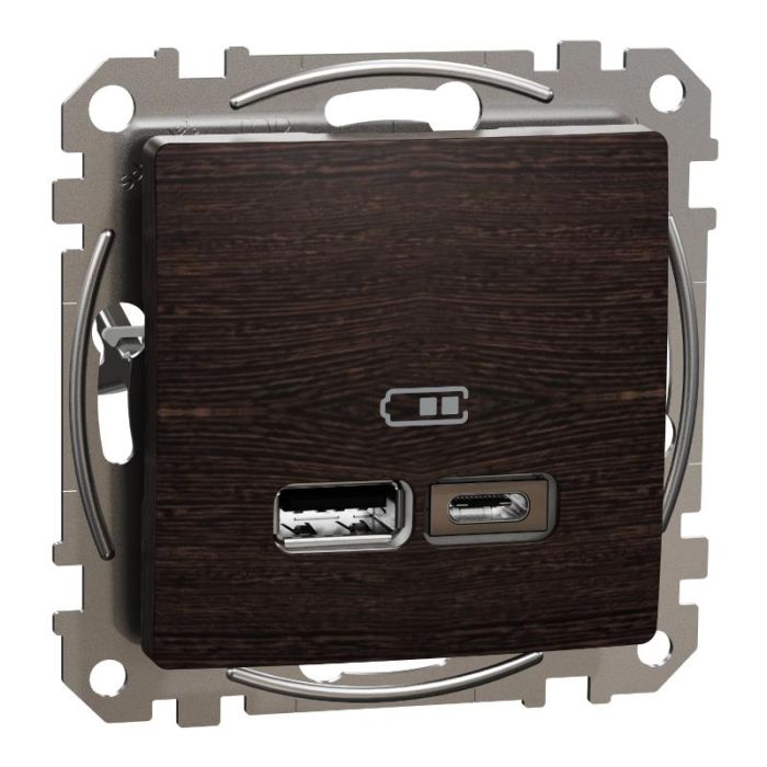 Розетка USB тип A+C 24A Schneider Sedna Elements SDD181402 Венге