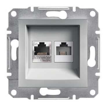 Розетка «телефон+інтернет» rj12+rj45 кат5e utp, алюміній (EPH4900161)