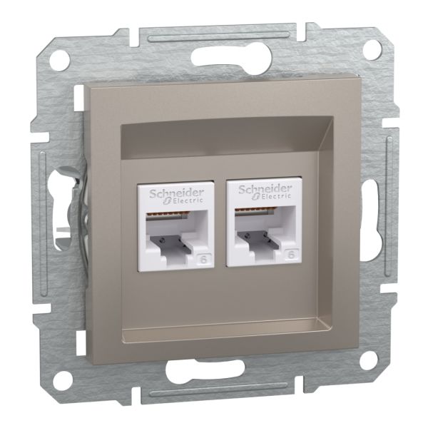 Подвійна комп'ютерна розетка rj45+rj45 кат5e utp, бронза (EPH4800169)